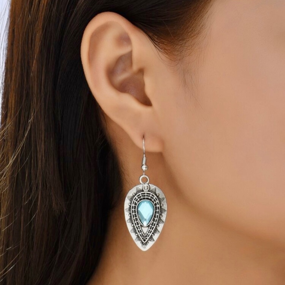 Silver Powder Blue Crystal earrings